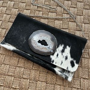 KRAVA hide purse/clutch with geode crystal